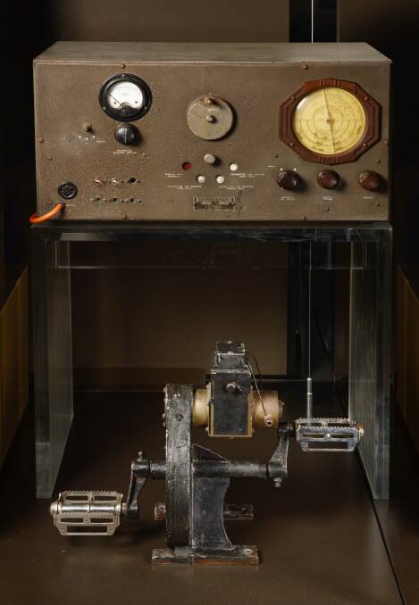 A 1930s Traeger pedal generator with Traeger Transceiver on display at the national museum. Photo: Jason McCarthy
