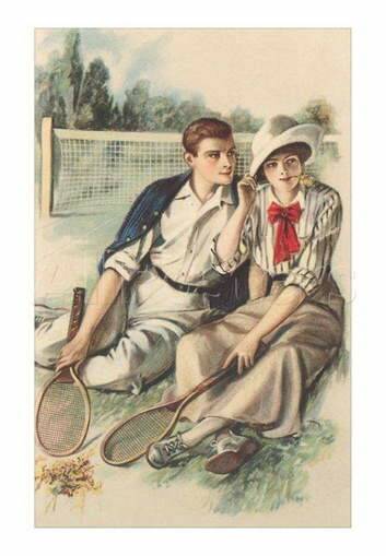 Young lovers with tennis tennis racquets, the subconscious inspiration for the floodlights at Manuka Oval?