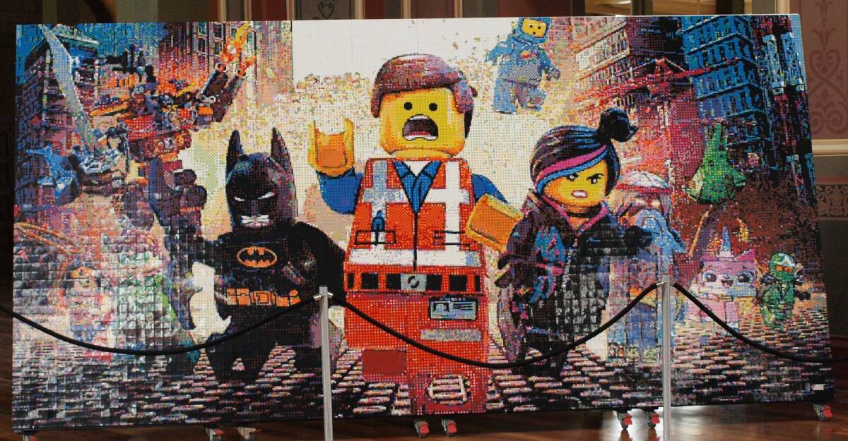 Australia's only Lego Certified Professional Ryan McNaught's impressive LEGO Movie Mosaic. Photo: supplied