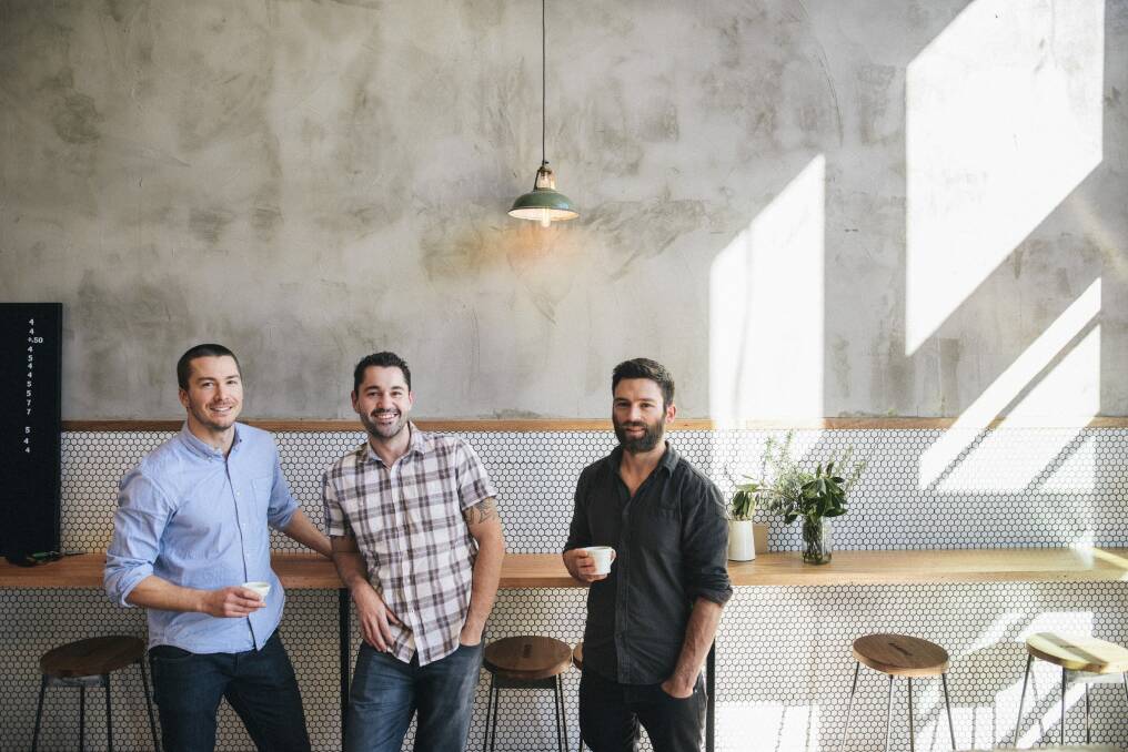 Barrio Collective Coffee owners Duncan Turner, Dan Zivkovich and Sam Burns are in the thick of the capital's coffee scene revival. Photo: Rohan Thomson