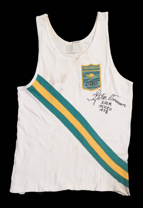 Peter Norman's Australian running uniform from the 1968 Mexico Olympics. Photo: Supplied