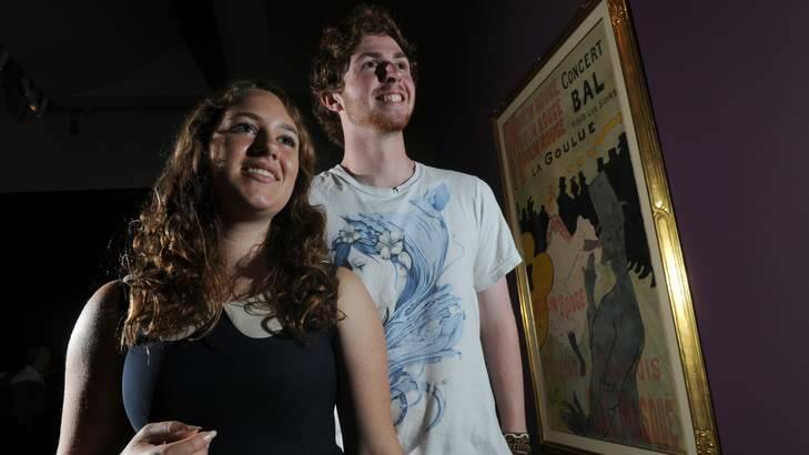 National Gallery of Australia Summer Art Scholarship winners, Lucy Buchanan 17 of Ainslie and Oscar Mortlock 17 of Garran, visited the Toulouse-Lautrec exhibition. Photo: Graham Tidy GGT