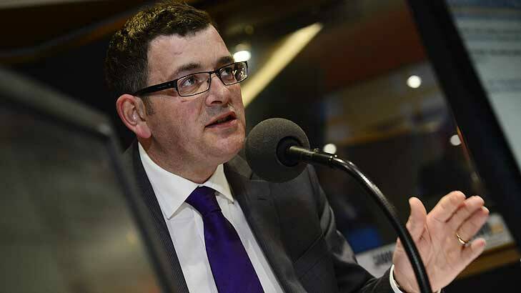 Daniel Andrews mid-interview with 3AW. Photo: Justin McManus