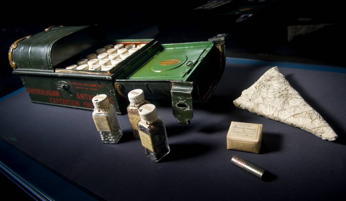 Items from the 1911 medicine chest.  Photo: Elesa Kurtz