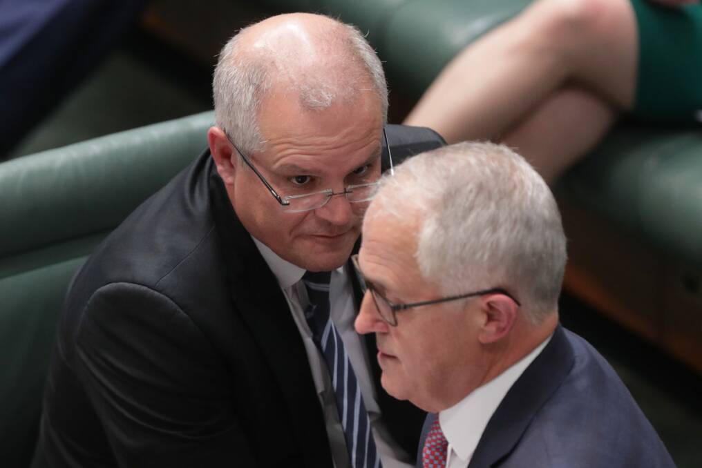 Prime Minister Malcolm Turnbull and Treasurer Scott Morrison during question time. Photo: Andrew Meares