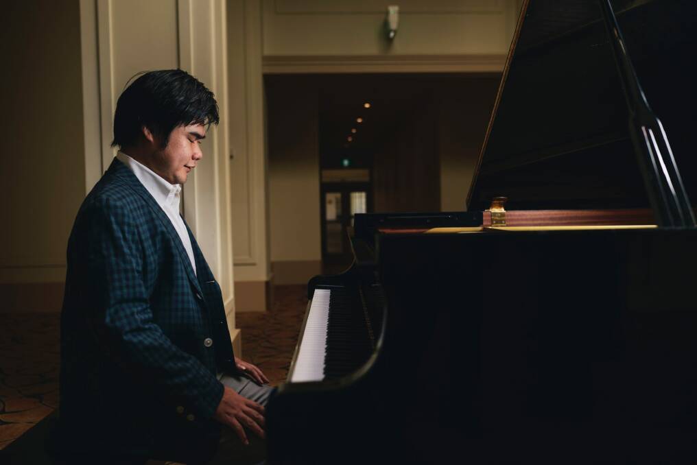 Portrait of renowned Japanese classical pianist and composer, Nobuyuki  Tsujii who will perform a special piano recital at Parliament House to mark the 40th anniversaries of the Basic Treaty between Japan and Australia Photo: Rohan Thomson