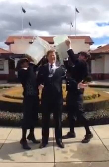 Hotel Hyatt Canberra General Manager Mikael Svensson doing his bit in the ALS Ice Bucket Challenge. Photo: Supplied