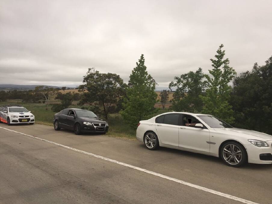 Two drivers caught travelling at 185 kilometres an hour down the Hume Highway have been charged with dangerous driving. Photo: NSW Police Media