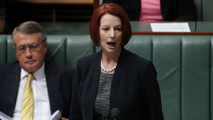 Prime Minister Julia Gillard during Question Time at Parliament House in Canberra on Tuesday. Photo: Alex Ellinghausen