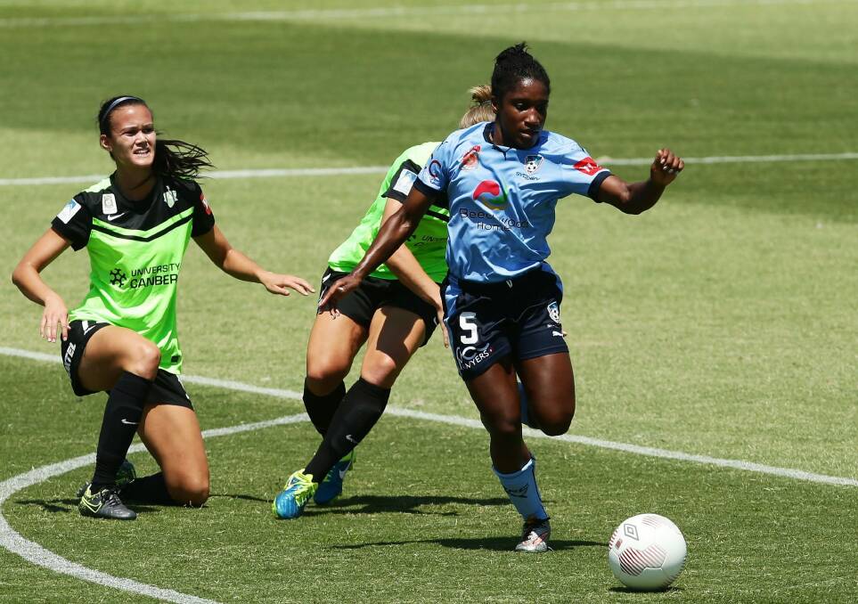 Jasmyne Spencer scored a controversial goal in Sydney FC's 1-0 win over Canberra United. Photo: Getty Images