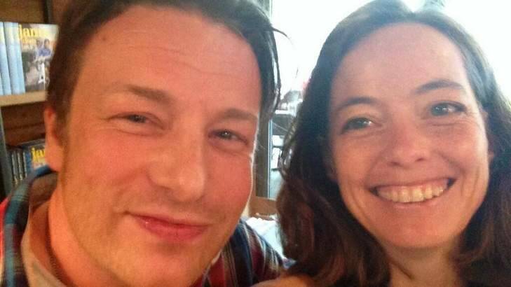 Snapping a quick selfie with Jamie Oliver. Photo: Kirsten Lawson