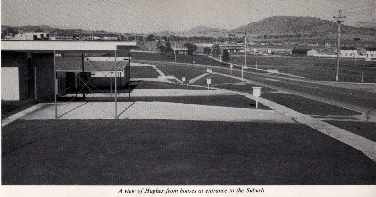 A view of Hughes in its early days, almost tree-less and far flung. Photo: supplied