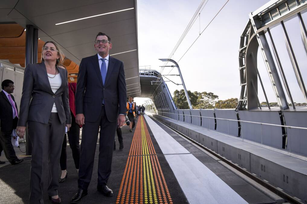 Jacinta Allan and Daniel Andrews open a new train station. Photo: Fairfax Media
