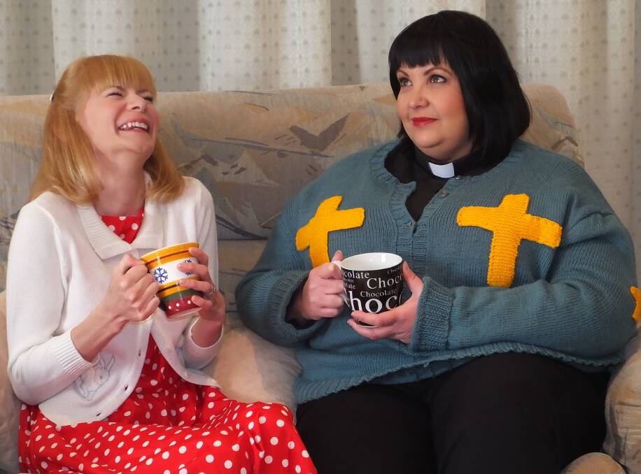 BBC fan favourite returns to the Canberra stage with <i>A Vicar of Dibley Christmas</i>. Alice and the Vicar played by Kasey Tomkins, left,  and Karyn Tisdell..  Photo: Tempo Theatre