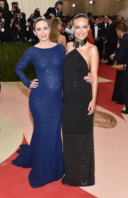 Emily Blunt and Olivia Wilde at the 2017 Met Gala wearing Michael Kors Collection gowns.