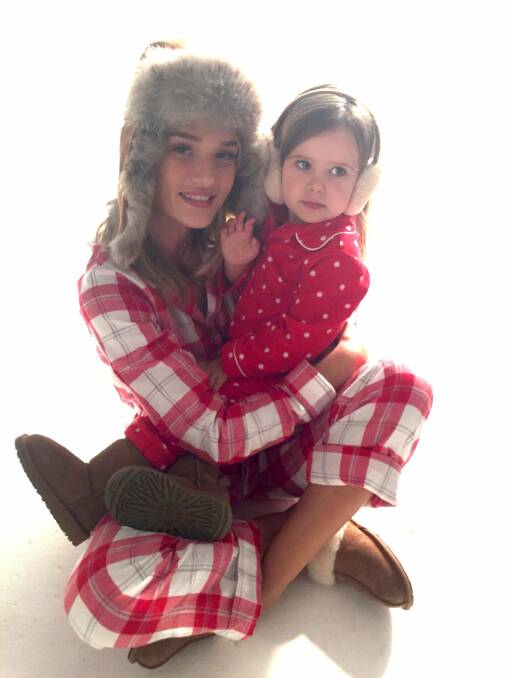 Rosie Huntington-Whiteley with Capri Reynolds on set of the Ugg campaign. Photo: Supplied