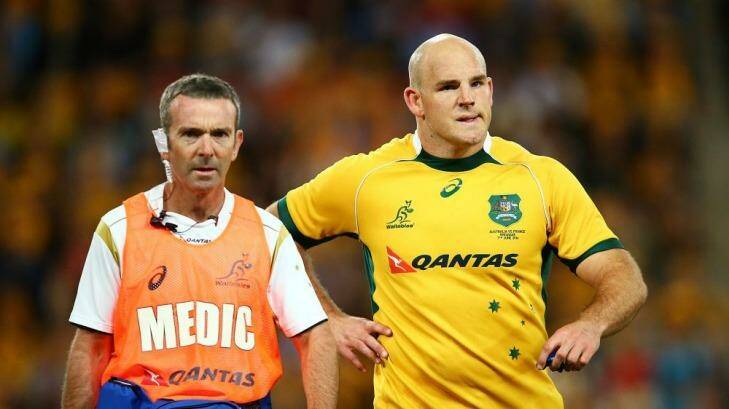Gutted: Stephen Moore leaves the field on Saturday with a crippling knee injury. Photo: Getty Images
