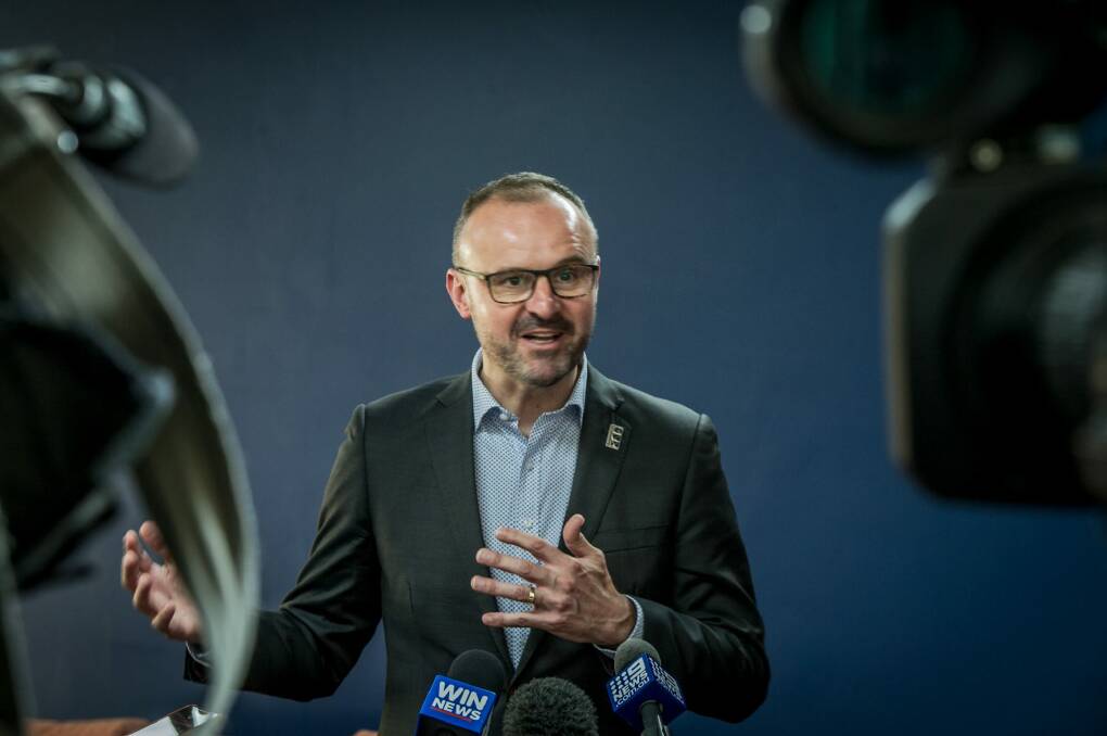 ACT Chief minister Andrew Barr . Photo: Karleen Minney