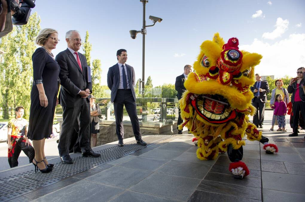 Prime Minister Malcolm Turnbull and Lucy Turnbull at the official opening of National Library's summer exhibition: Celestial Empire: Life in China 1644-1911 ahead of Chinese New Year on Sunday. Photo: Jay Cronan