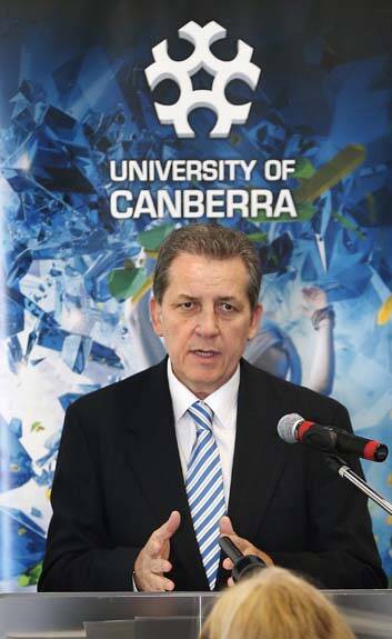 Education Minister Chris Evans speaking at the University of Canberra last year. Photo: Jeffrey Chan