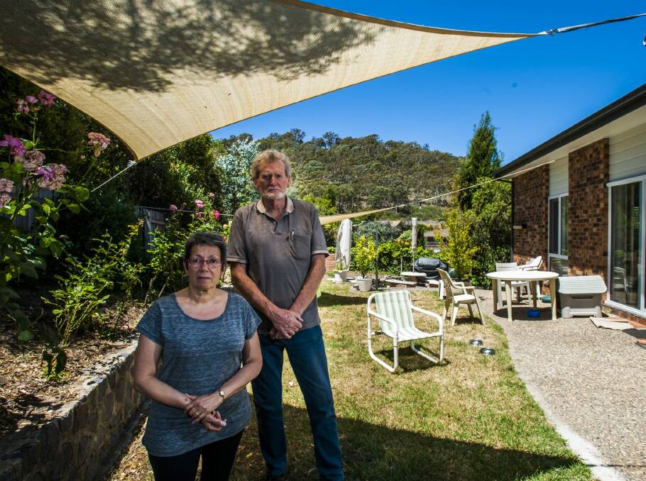 Richard Larkey and his wife Ana have lived in Fadden for 22 years but are disgusted with the regular putrid odours which they think comes from the Mugga Lane tip over the nearby ridge. Photo: Elesa Kurtz