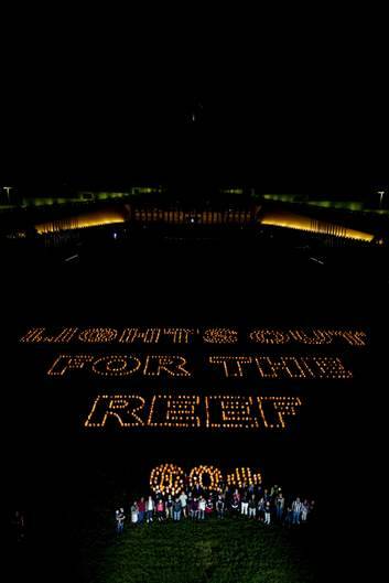 Lights out for the Reef on the lawns of Parliament House for Earth Hour. Photo: Jay Cronan