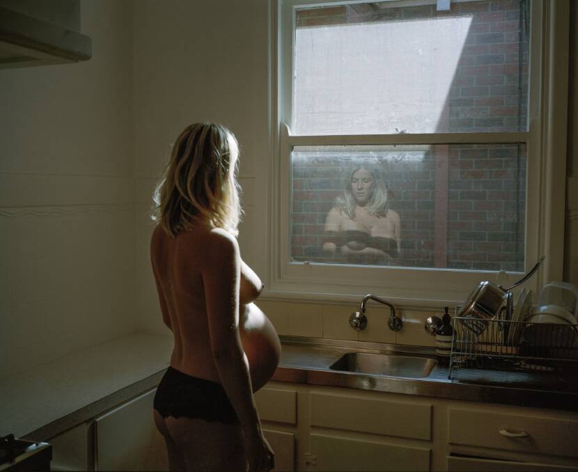 Greta in her kitchen, 36 weeks, Alana Holmberg, National Photographic Portrait Prize.  Photo: National Portrait Gallery