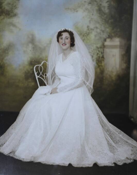 Robyn Elliott's mother, Geraldine Elliott, in her wedding dress. Photo: Melissa Adams 