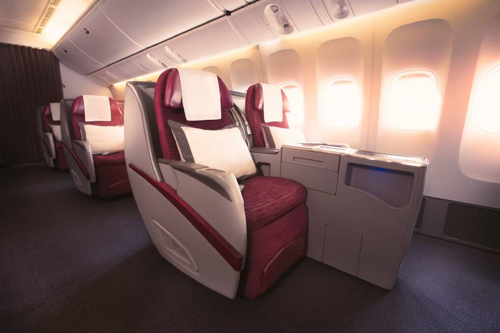 Qatar's business class seat for Canberra flights. Photo: Supplied