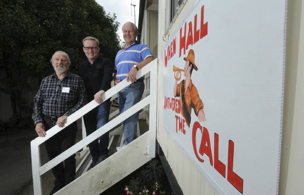 Museum curator Phil Robson (left), David Hazlehurst, of  the Village of Hall and District Progress Association, and John Kenworthy, of Rotary, at the Hall Museum. Photo: Graham Tidy