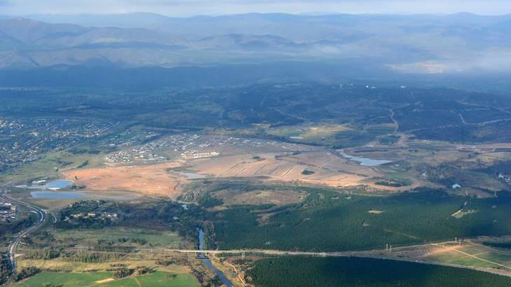 Aerial image of the Molonglo Valley, taken from a hot air balloon. Photo: Graham Tidy