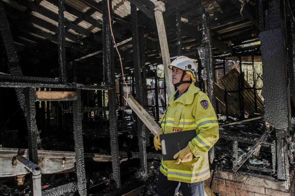 NSW Fire and Rescue inspector John Paull  at the scene of the fire.
 Photo: Jamila Toderas