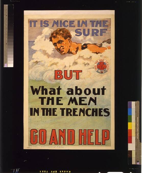 Pointed pitch: A World War I poster aims to shame and recruit.