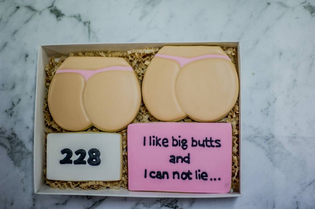 The Lulu and Sis biscuits inspired by journalist Bree Winchester's Fashfest audition. Photo: Karleen Minney