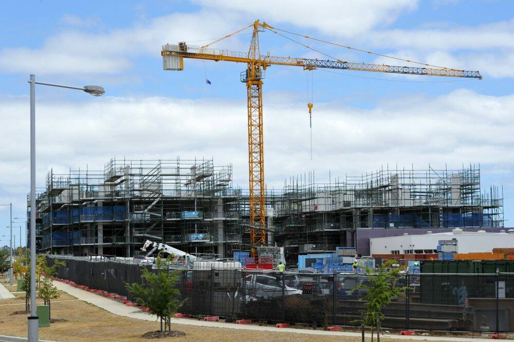 Rare development: Construction work at the new Canberra suburb Crace. Photo: Graham Tidy
