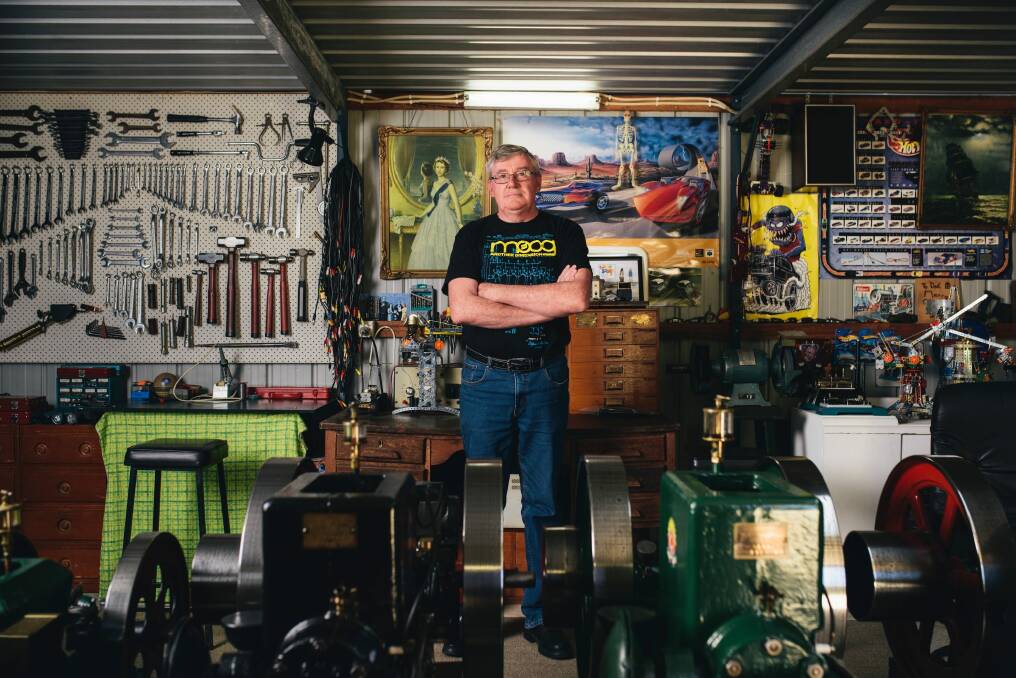 Chris Tregea's shed was built  for his passion projects - restoring stationary engines. Photo: Rohan Thomson