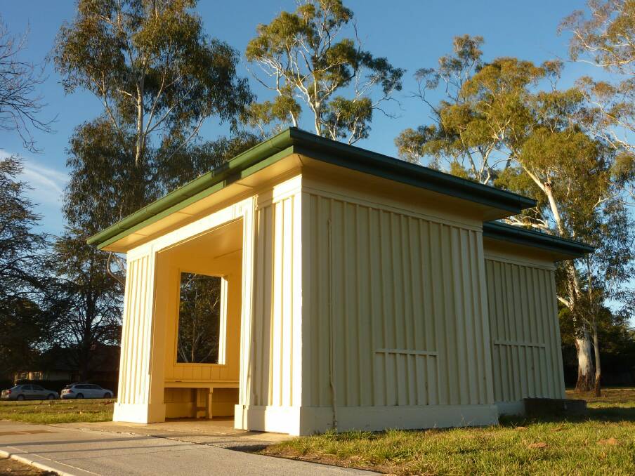 The historic Ainslie bus shelter with "mystery" room at the rear. Photo: Commonwealth Department of the Interior