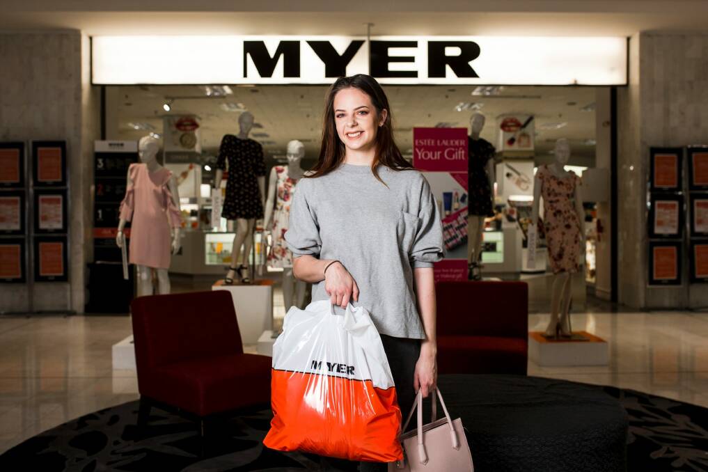19-year-old Tessa Bailey has recently moved to Canberra and enjoys shopping at Myer. Photo: Jamila Toderas