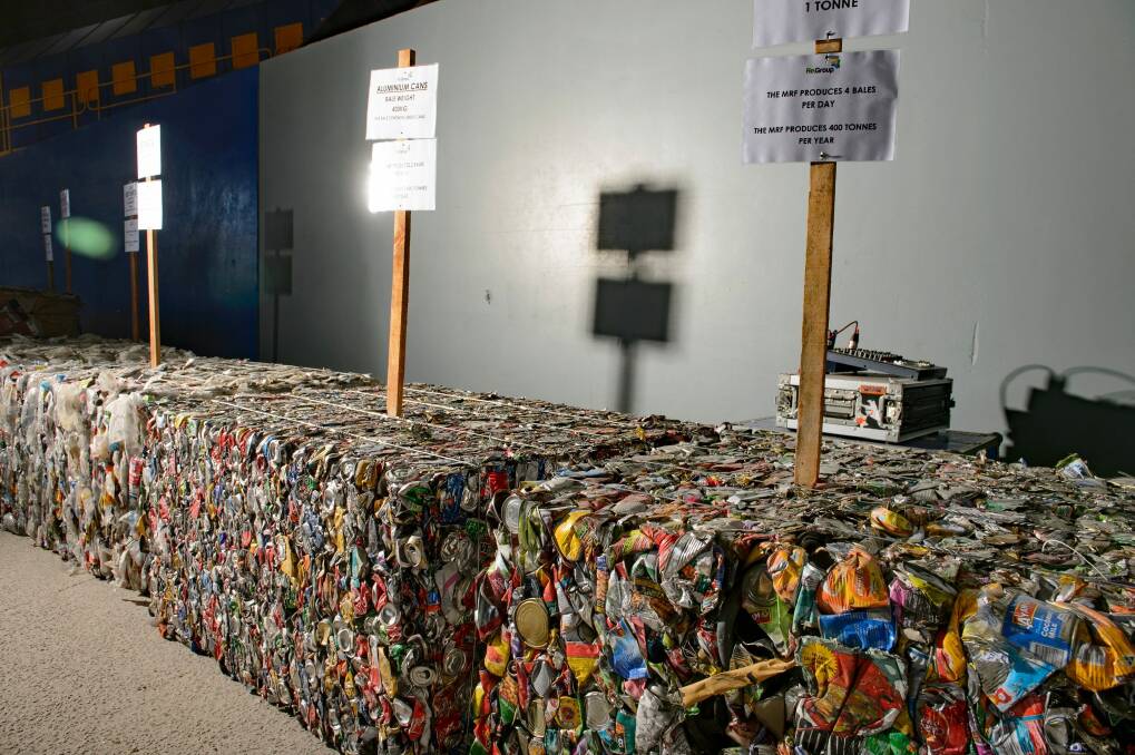 Recycling packaged together at the centre in Hume. Photo: Sitthixay Ditthavong