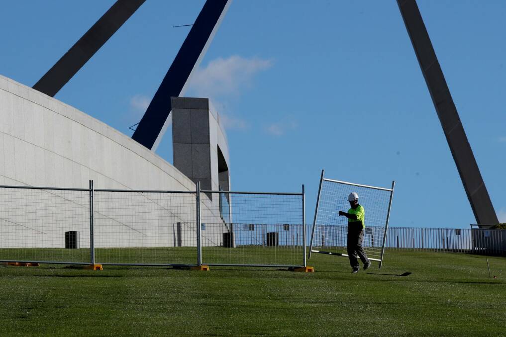 A temporary fence was installed at Parliament House in June. Photo: Andrew Meares