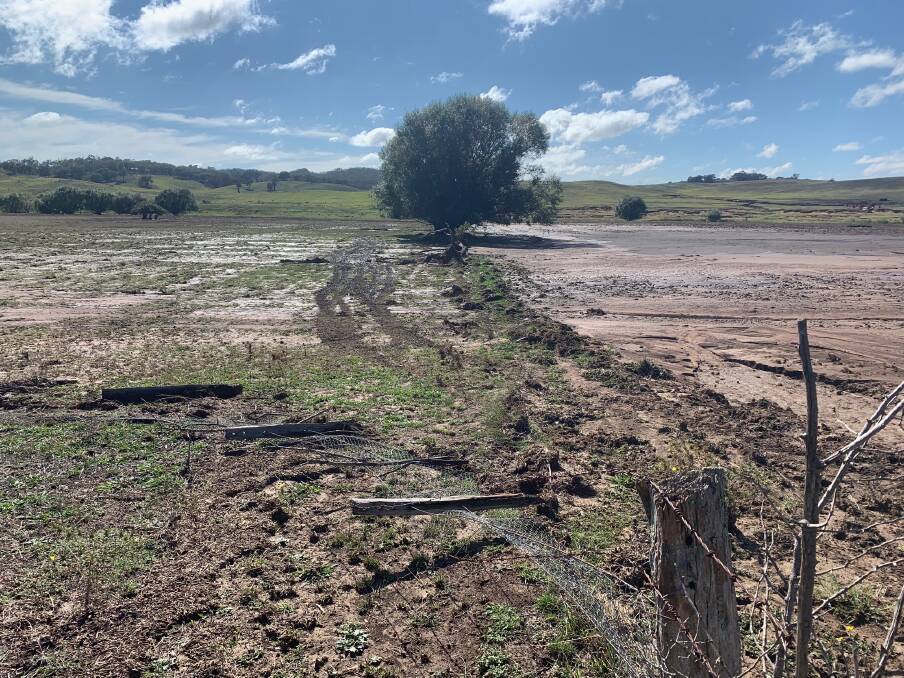 The damage to Mr Orr's fences and paddocks from the rain. Photo: Justin Orr