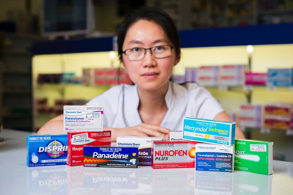 Pharmacist Magna Sadkowsky says the codeine changes will allow selected products as perscription only, with others products being discontinued. Photo: Dion Georgopoulos