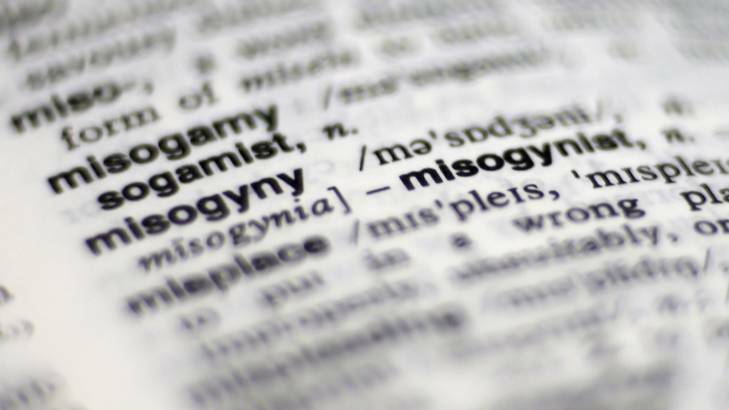 The word "misogyny", in a 2nd edition copy of <i>The Macquarie Concise Dictionary</i>. Photo: Reuters
