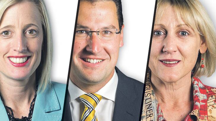 Labor’s Katy Gallagher, the Liberals’ Zed Seselja and Meredith Hunter, of the Greens. Gallagher is by far the preferred choice as Chief Minister according to this week’s <i>Canberra Times Patterson</i> poll.