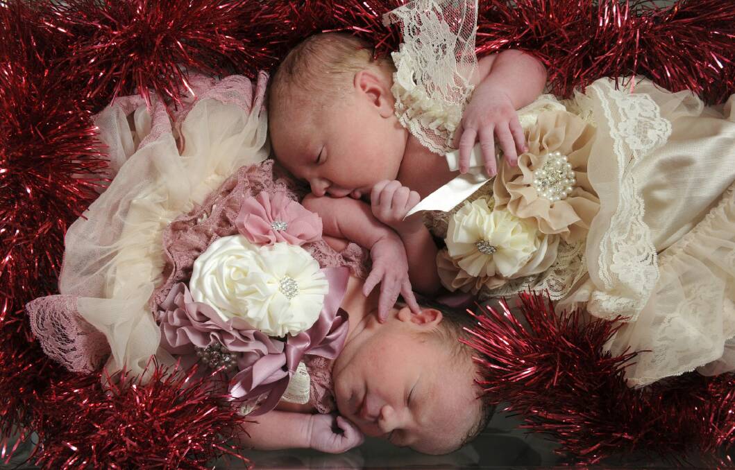 Christmas Day twin girls, born at the Centenary Hospital in Woden around 8am, to Tuggeranong couple Melissa Harrison and Dane Muench.  Photo: Graham Tidy