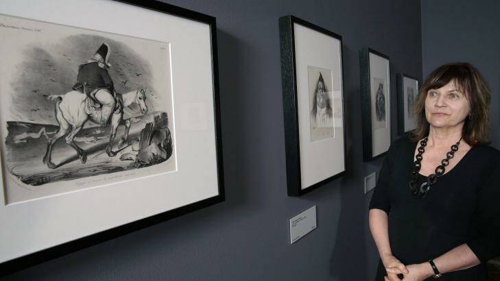 National Gallery of Australia senior curator of international prints Jane Kinsman with works by Honore-Victorin Daumier that are part of the exhibition Impressions of Paris: Lautrec, Degas, Daumier. Photo: Jeffrey Chan