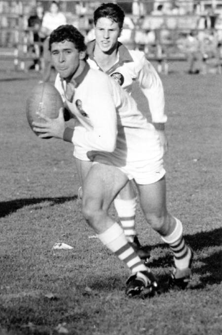 Canberra Raiders coach Ricky Stuart in action for St Edmund's College first XV rugby union team. Photo: act\jon.tuxworth