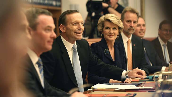 Little room for dissent: Prime Minister Tony Abbott and his cabinet. Photo: Andrew Meares
