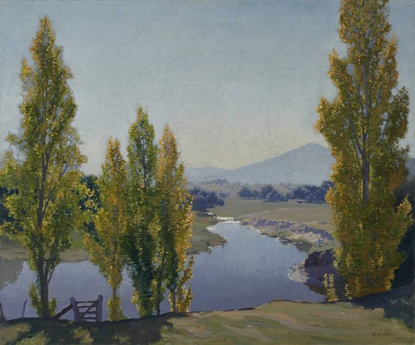 Elioth Gruner oil: The Golden Poplars, Canberra, 1937 oil on canvas. from the Kerry Stokes Collection. Photo: Gruner images