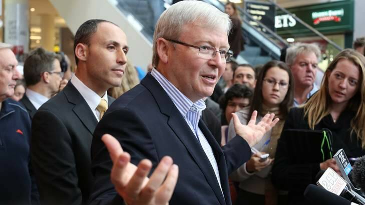 Kevin Rudd: "So, mate,  I've done a fair bit of this carrying". Photo: Andrew Meares